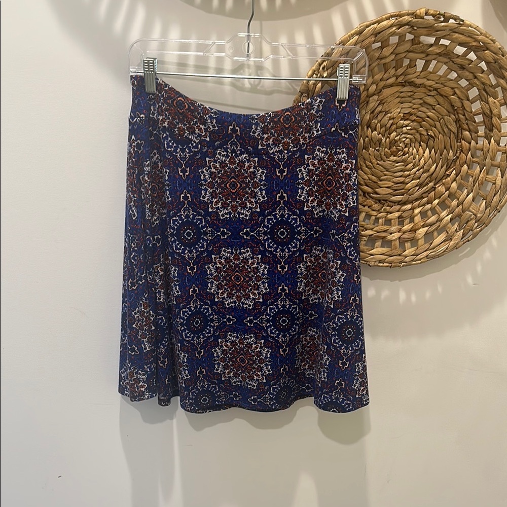 Renee C. Blue, Orange, and White Mini Skirt